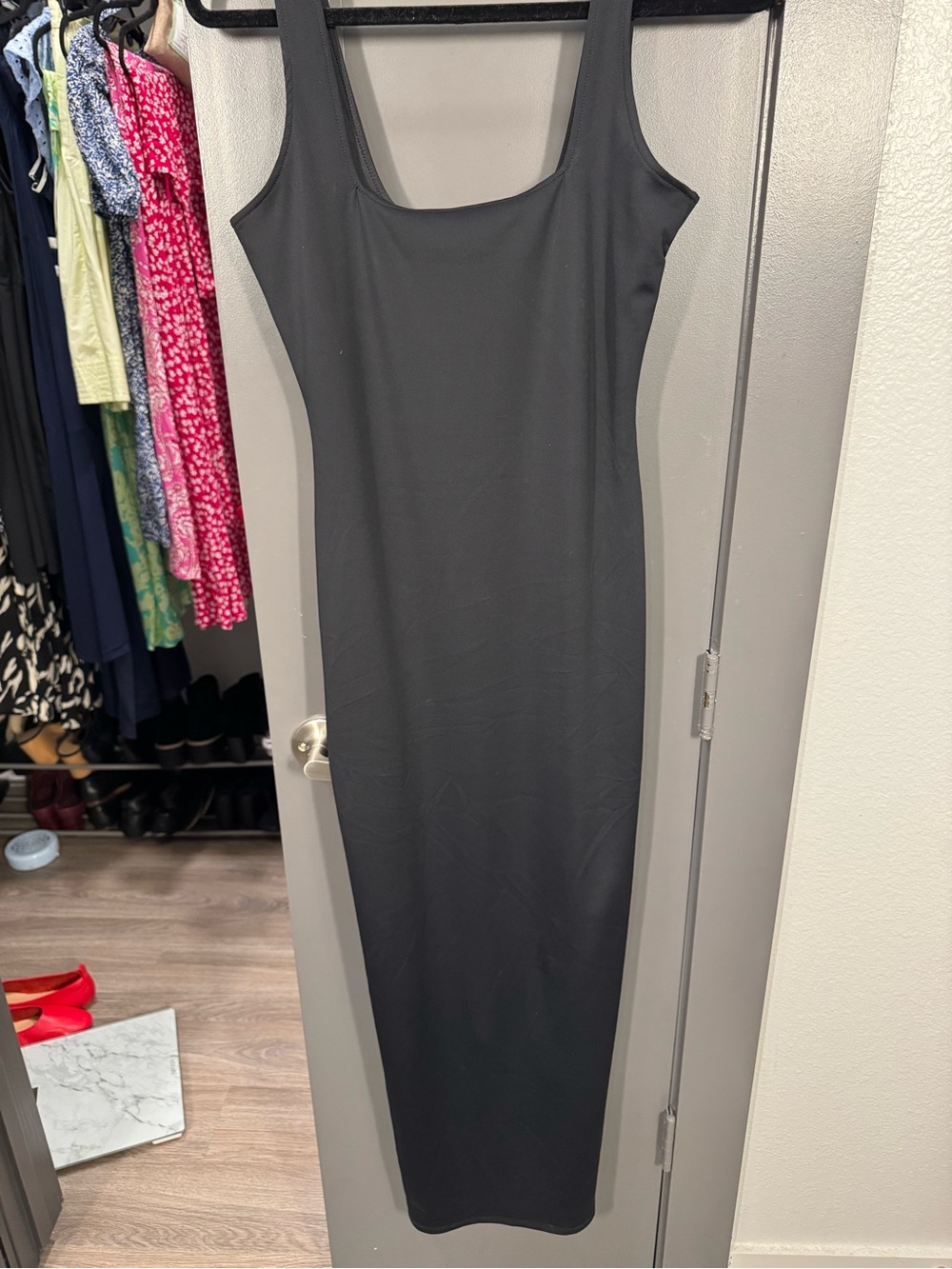 Good American Black Scoop Neck Maxi Tank Dress